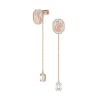 Signum Swan Crystal & Rose Goldplated Drop Earrings
