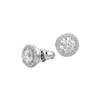 Constella Rhodium-Plated & Round-Cut Crystal Stud Earrings