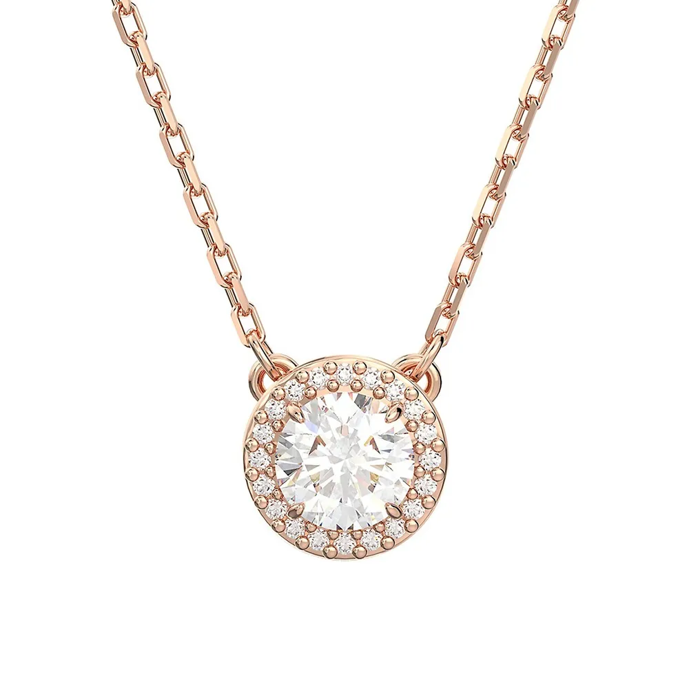 Constella Rose Goldplated & Pavé Crystal Pendant Necklace
