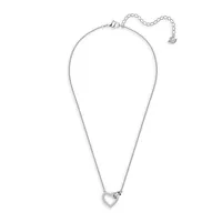 Lovely Rhodium-Plated & Crystal Heart Pendant Necklace