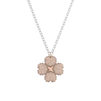 Latisha Rhodium-Plated & Crystal Reversible Flower Pendant Necklace