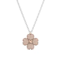 Latisha Rhodium-Plated & Crystal Reversible Flower Pendant Necklace