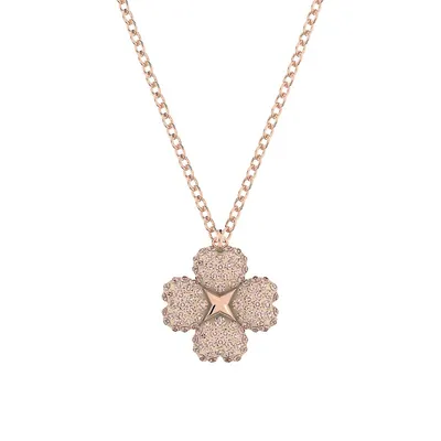 Latisha Rose-Goldplated & Crystal Reversible Flower Pendant Necklace