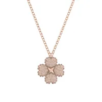 Latisha Rose-Goldplated & Crystal Reversible Flower Pendant Necklace