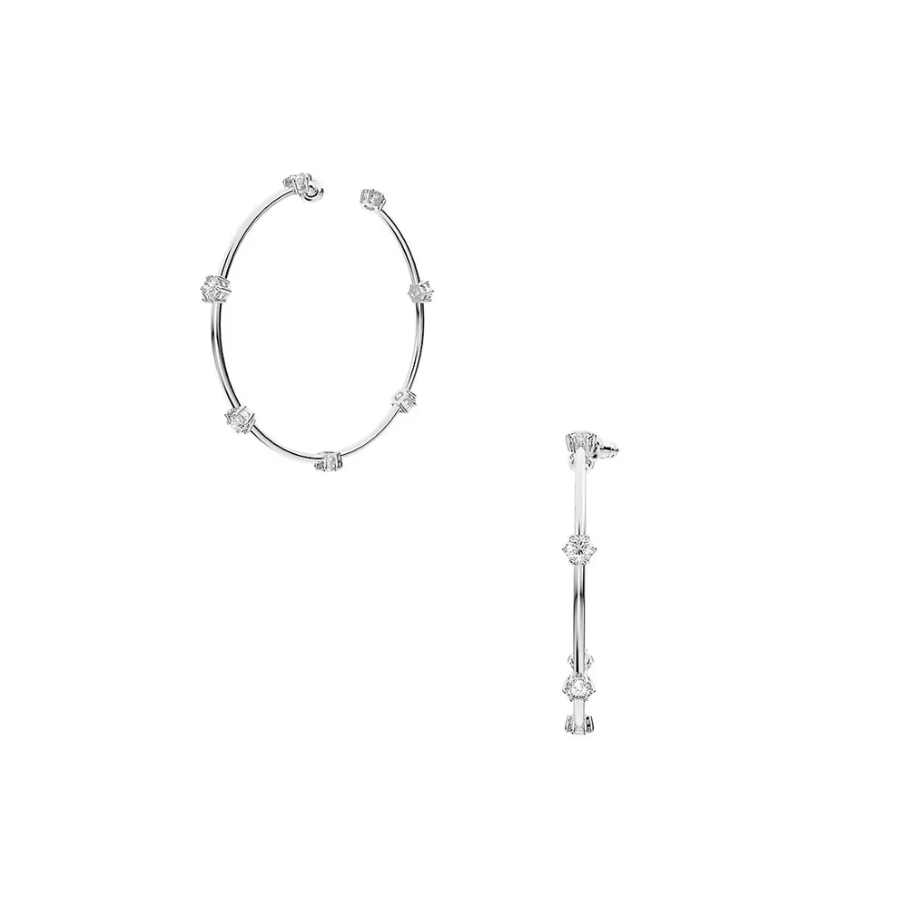 Constella Rhodium-Plated & Crystal Hoop Earrings