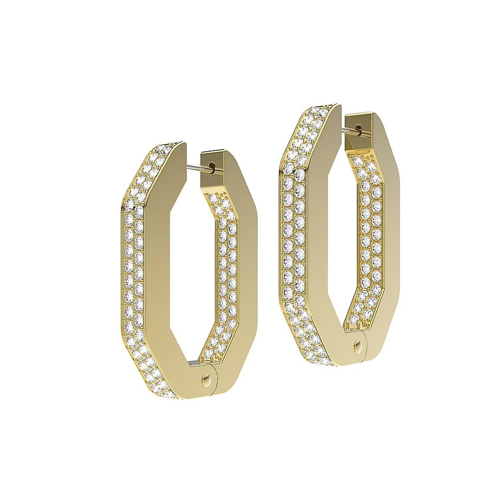 Dextera Goldplated & Crystals Pavé Hoop Medium Earrings