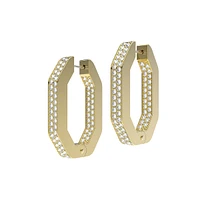 Dextera Goldplated & Crystals Pavé Hoop Medium Earrings