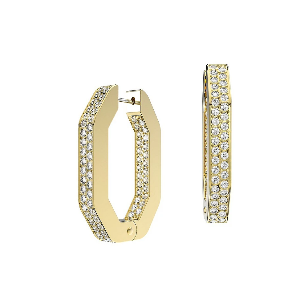 Dextera Goldplated & Crystals Pavé Hoop Medium Earrings