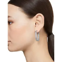 Dextera Rhodium-Plated & Crystals Pavé Large Hoop Earrings
