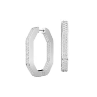 Dextera Rhodium-Plated & Crystals Pavé Large Hoop Earrings