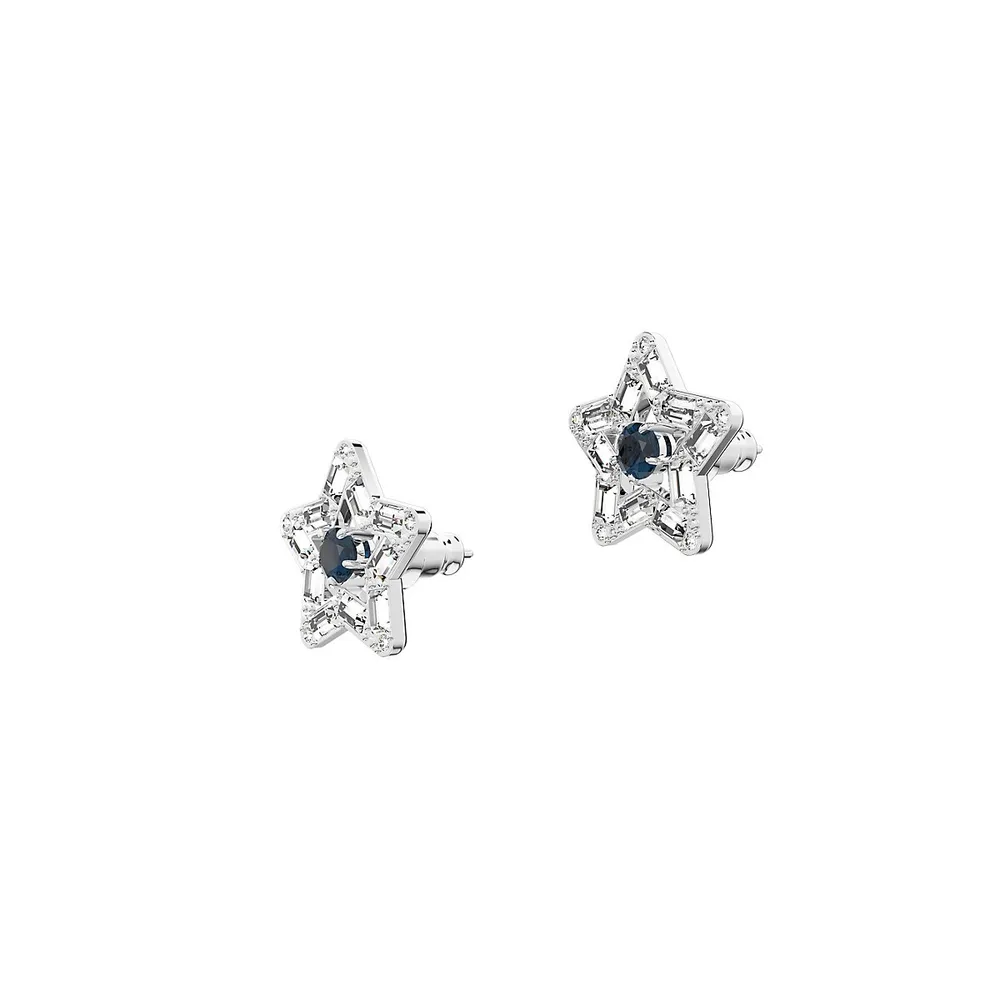 Stella Rhodium-Plated & Crystal Stud Earrings