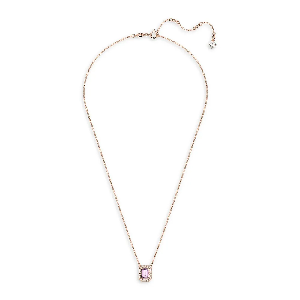 Rose Goldtone-Plated Cubic Zirconia Dancing Stone Pendant Necklace