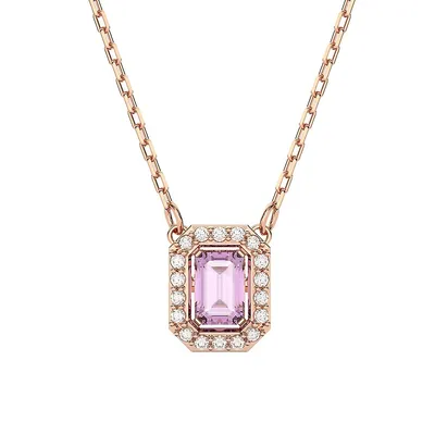 Rose Goldtone-Plated Cubic Zirconia Dancing Stone Pendant Necklace
