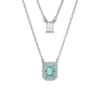 Collier rhodié superposé avec pendentif à zircons cubiques Millenia