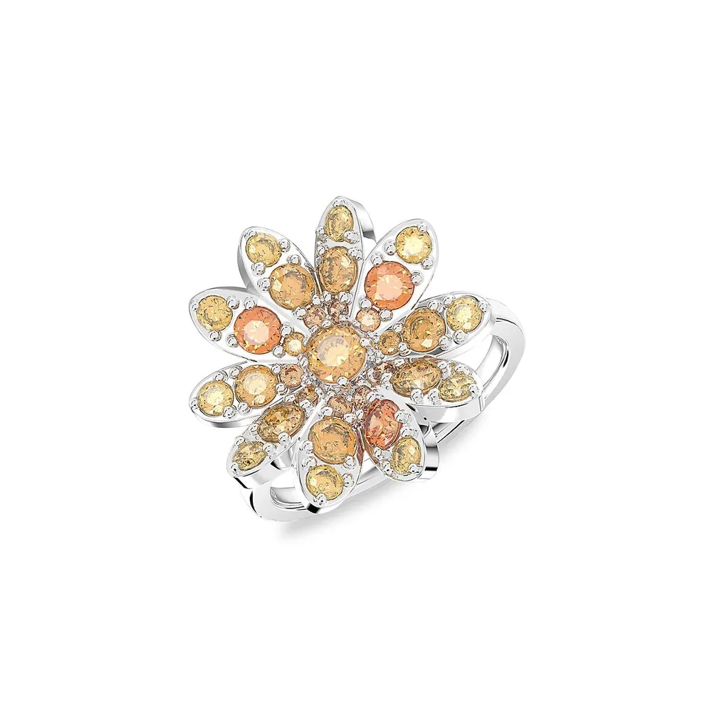 Eternal Flower Rhodium-Plated & Swarovski Crystal Ring