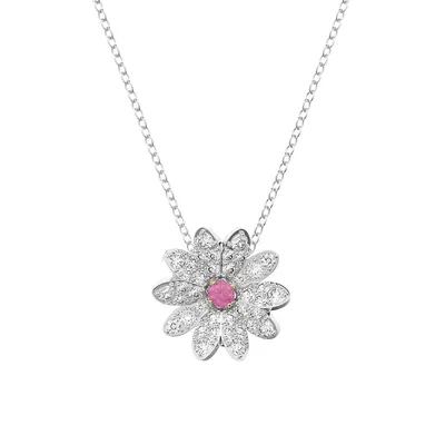 Eternal Flower Rhodium-Plated & Swarovski Crystal Pendant Necklace