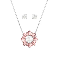 Sunshine 3-Piece Rhodium-Plated & Crystal Pendant Necklace & Stud Earrings Set