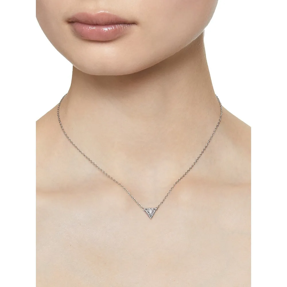 Ortyx Rhodium-Plated, Crystal & Cubic Zirconia Triangular Pendant Necklace