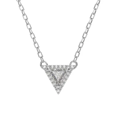Ortyx Rhodium-Plated, Crystal & Cubic Zirconia Triangular Pendant Necklace