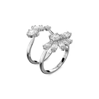 Gema Rhodium-Plated Cubic Zirconia Floral Cocktail Ring