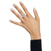 Gema Rhodium-Plated Cubic Zirconia Floral Cocktail Ring