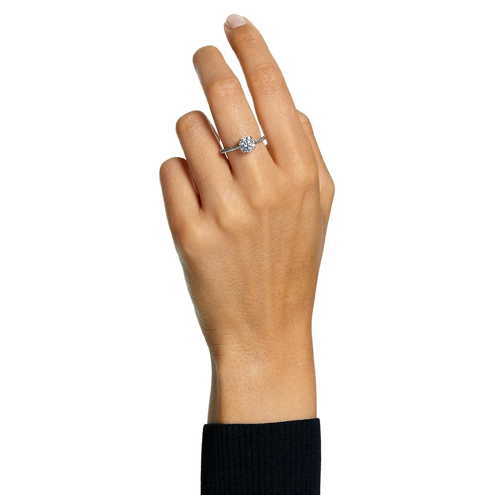 Constella Rhodium-Plated & Crystal Cocktail Ring