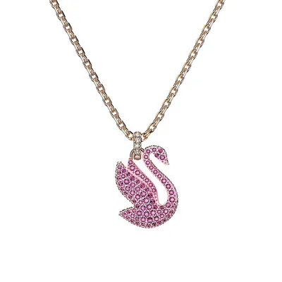 Iconic Swan Rose Goldtone Swarovski Crystal Pendant Necklace