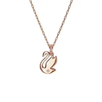 Iconic Swan Rose Goldtone Swarovski Crystal Pendant Necklace