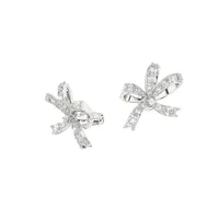 Volta Rhodium-Plated Swarovski Crystal Bow Stud Earrings