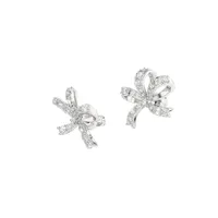 Volta Rhodium-Plated Swarovski Crystal Bow Stud Earrings