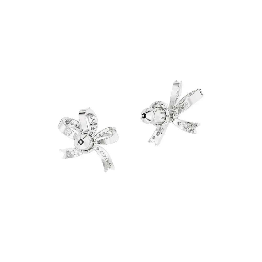 Volta Rhodium-Plated Swarovski Crystal Bow Stud Earrings