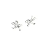 Volta Rhodium-Plated Swarovski Crystal Bow Stud Earrings