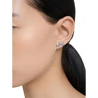 Volta Rhodium-Plated Swarovski Crystal Bow Stud Earrings