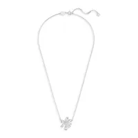 Volta Rhodium-Plated Swarovski Crystal Bow Pendant Necklace