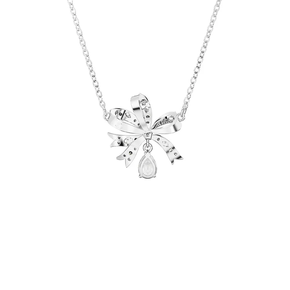 Volta Rhodium-Plated Swarovski Crystal Bow Pendant Necklace