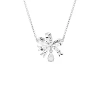 Volta Rhodium-Plated Swarovski Crystal Bow Pendant Necklace