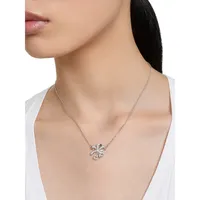 Volta Rhodium-Plated Swarovski Crystal Bow Pendant Necklace