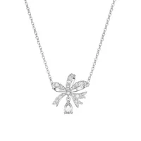 Volta Rhodium-Plated Swarovski Crystal Bow Pendant Necklace