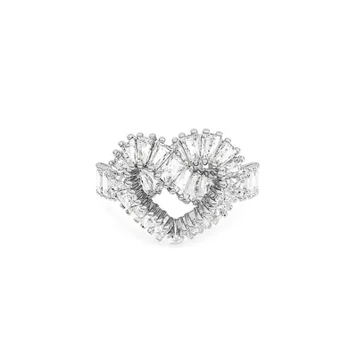 Matrix Rhodium-Plated & Crystal Heart-Woven Ring