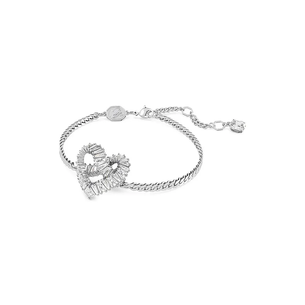 Matrix Rhodium-Plated & Crystal Heart-Woven Bracelet