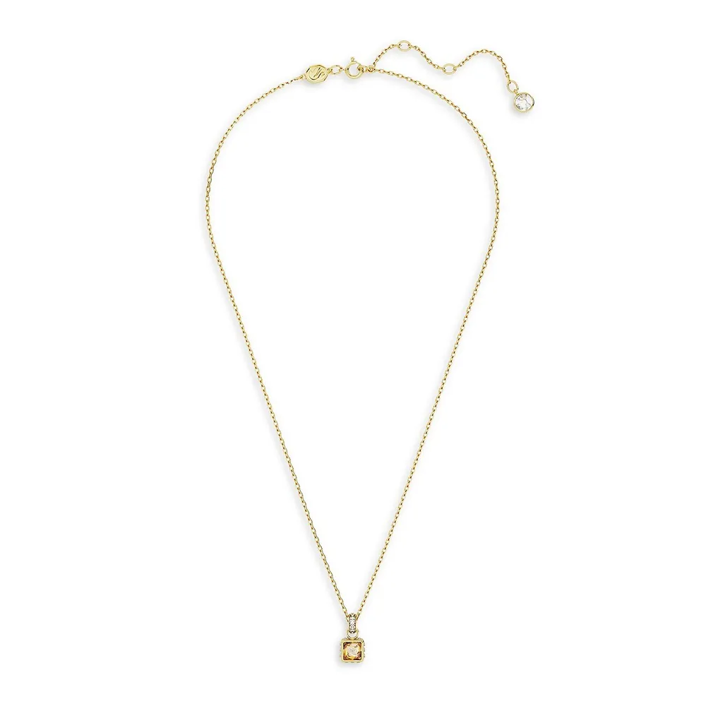 Stilla Goldtone Swarovski Crystal Square Pendant Necklace