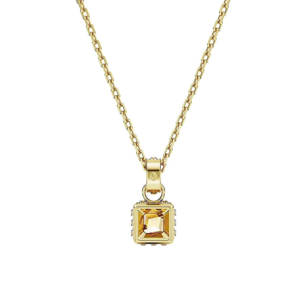 Stilla Goldtone Swarovski Crystal Square Pendant Necklace