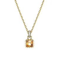 Stilla Goldtone Swarovski Crystal Square Pendant Necklace