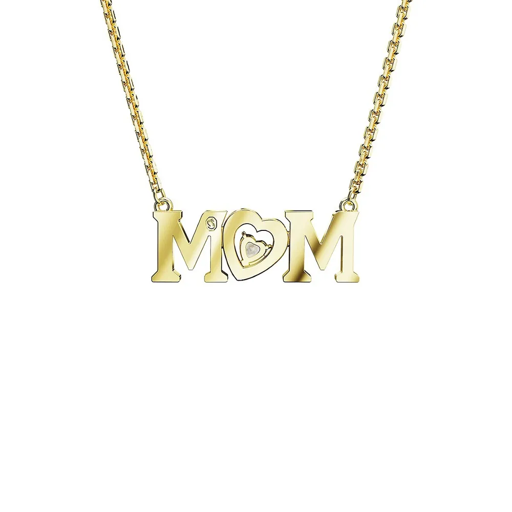 Mother's Day Goldtone & Crystal Mom Pendant Necklace