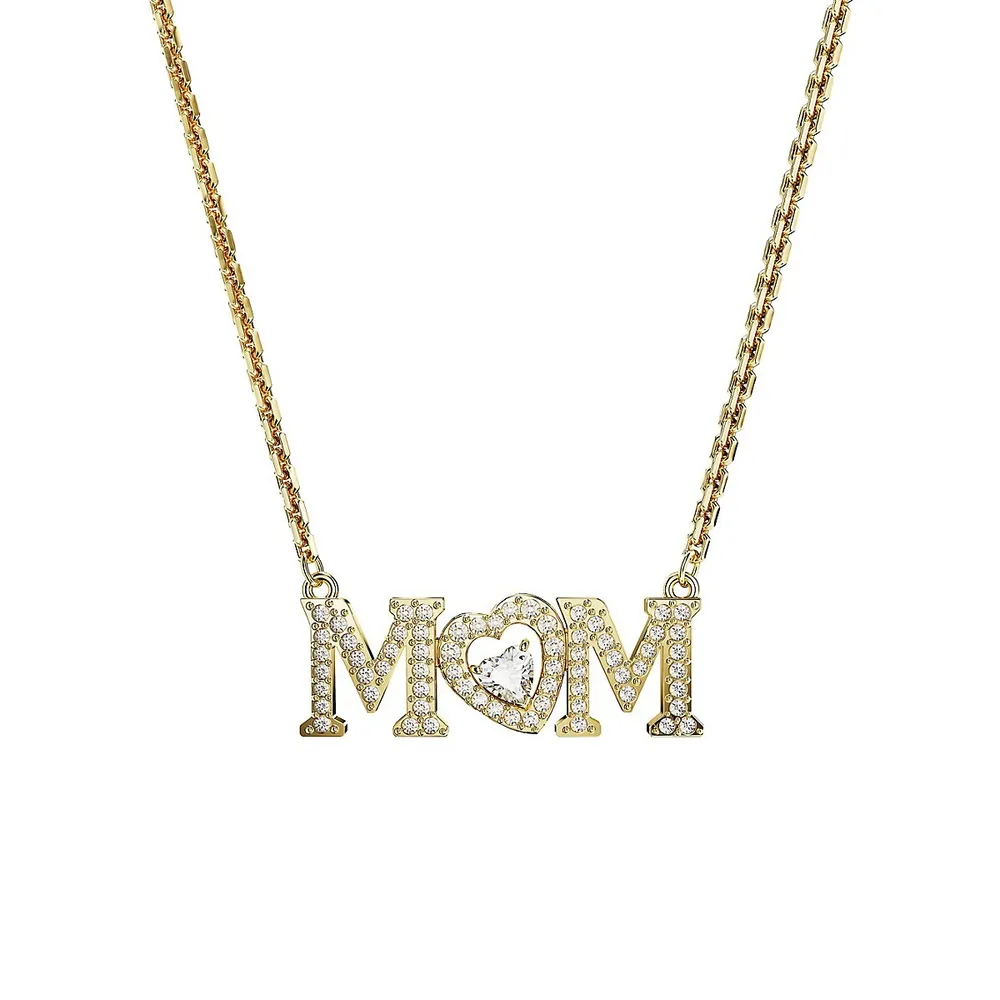 Mother's Day Goldtone & Crystal Mom Pendant Necklace