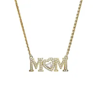 Mother's Day Goldtone & Crystal Mom Pendant Necklace