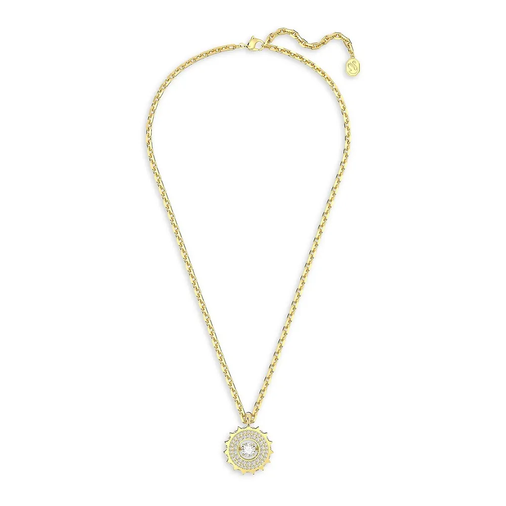 Rota Goldtone Swarovski Crystal Gear Pendant Necklace