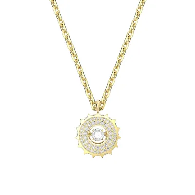 Rota Goldtone Swarovski Crystal Gear Pendant Necklace