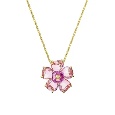 Florere Goldtone & Swarovski Crystal Floral Pendant Necklace