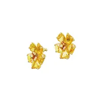 Florere Goldtone & Swarovski Crystal Floral Stud Earrings